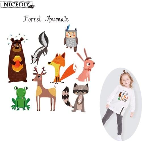 Nicediy Ironing Applications For Childrens Clothing Striped Iron Patches For Clothes Cartoon Forest Animals Patch Sticker Apply