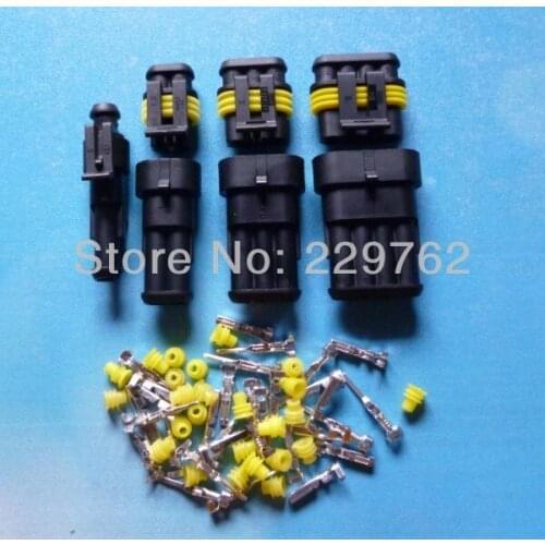 Free Shipping 8 sets 1/2/3/4Pin/way HID Waterproof Electrical connector plug kits,4 in 1 male&female kits for car boat ect