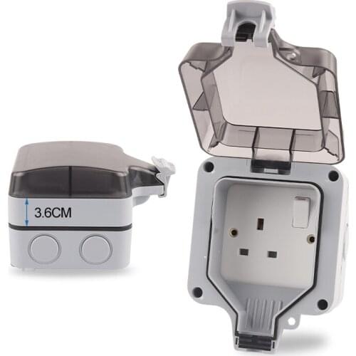 IP66 British Standard Upgraded Safer Waterproof Outdoor Wall Switch Socket For Home Garden Outlet large plug Power Socket 13A