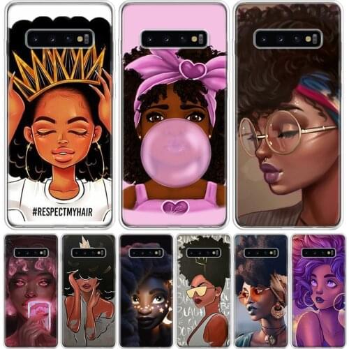 Melanin Poppin Aba Black Girl Phone Case For Samsung Galaxy S10 S21 S20 FE Ultra Note 10 9 8 S9 S8 S7 Plus Lite Pro + J4 J6 Coqu