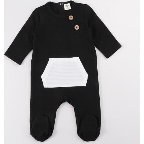 Baby romper elegant outfit winter ribbed pajamas baby overalls contrast pocket boy girls clothes footies baby autumn clothes