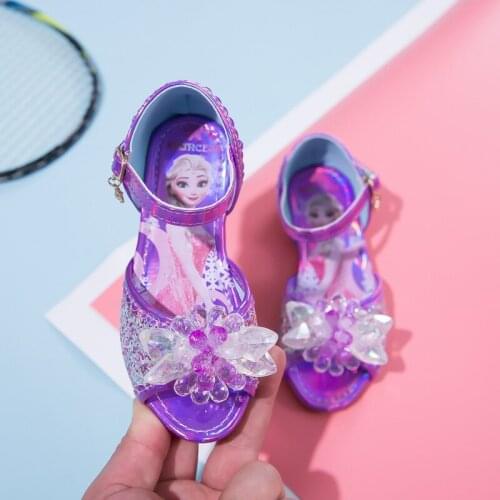 Disney Summer Children Shoes Baby Girls Sandals Frozen Anna Elsa Princess Sandals Non-Slip Kids Breathable Cute Flat Shoes