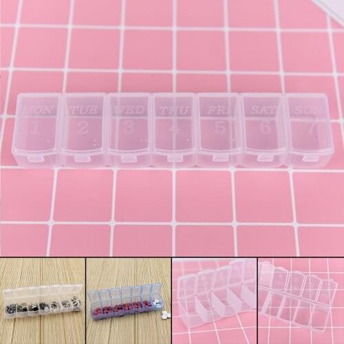 Weekly 7 Days Pill Case Medicine Storage Tablet Pill Box With Clip Lids Medicine Organizer Dispenser 3 Colors