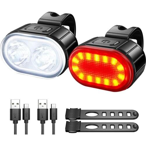Bike Light Set USB Rechargeable Rainproof LED MTB Bicycle Front Taillight Lamp Headlight Ultralight Rear Light Accessories