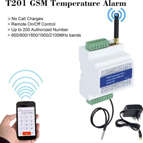 GSM Remote Relay Switch Access Controller T201 GSM Temperature Alarm Power Status Monitoring Power Failure SMS Alarm 2 Relay Out