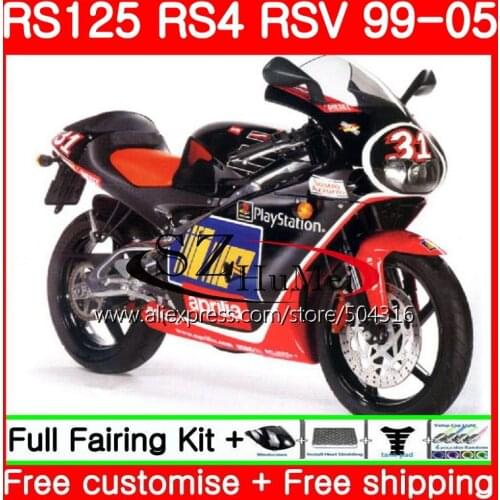 Body For Aprilia RS 125 1999 2000 2001 TOP blk red 2002 2003 2005 84SH22 RS4 RS-125 RSV125 RS125 99 00 01 02 03 04 05 Fairings