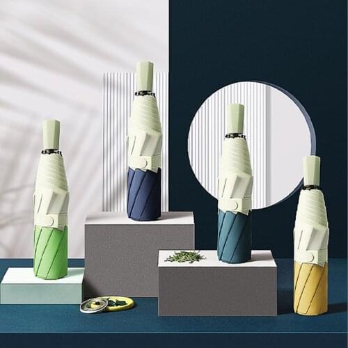 Creative New Korean Small Fresh Shuangpin Edge Tri-fold Umbrella Rain or Sun Dual-use Folding Umbrella Customization