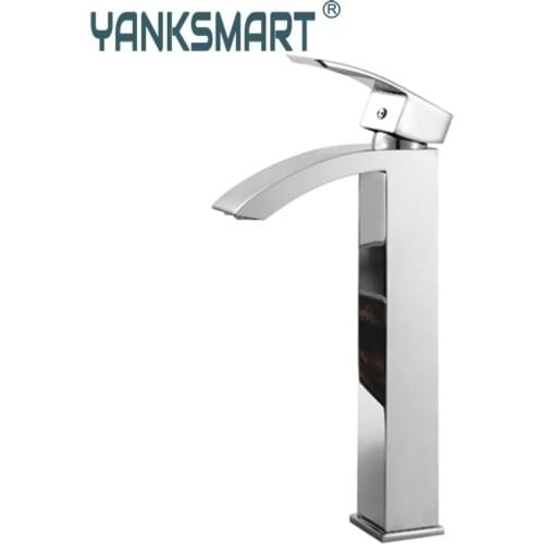 Bathroom Surface Mount Single Hole Chrome Finish Waterfall Basin Sink Deck Mounted Single Handle X-017 Mixer Tap Faucet
