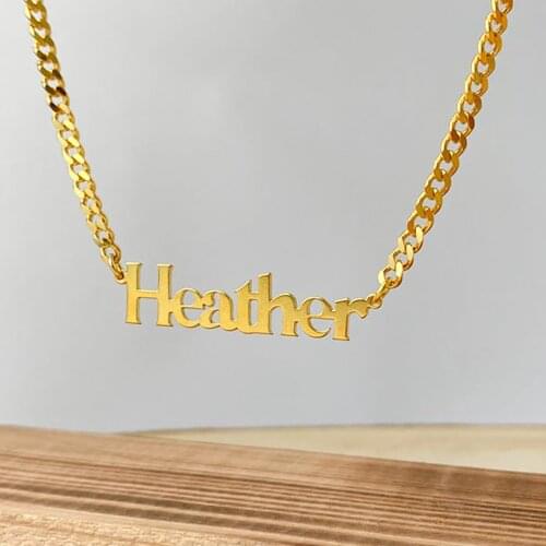 Mini-World Stainless Steel Cuban Chain Customized Name Necklace Personalized Nameplate Pendant Gothic Jewelry for Men Women