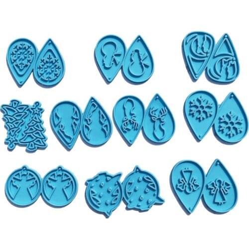 L5YA DIY Christmas Theme Earrings Mold Christmas Pendant Earrings Epoxy Mold