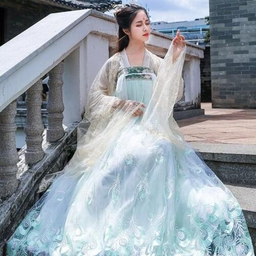 Summer Hanfu Dress For Women Adult Chinese Classical Dance Performance Clothing Han/Tang Dynasty Fairy Princess Dress VO906