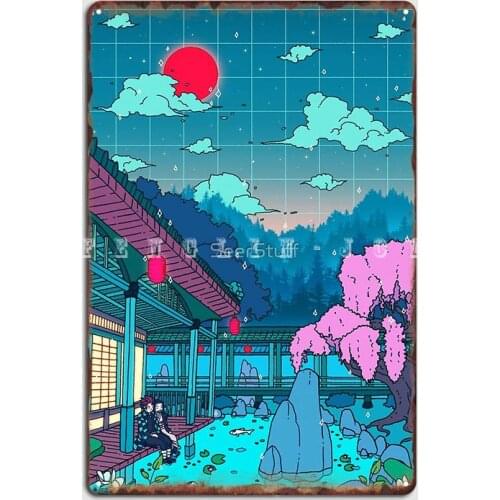 Demon Slaying Estate Metal Sign Living Room Garage Decoration Wall Mural Create Tin Sign Poster