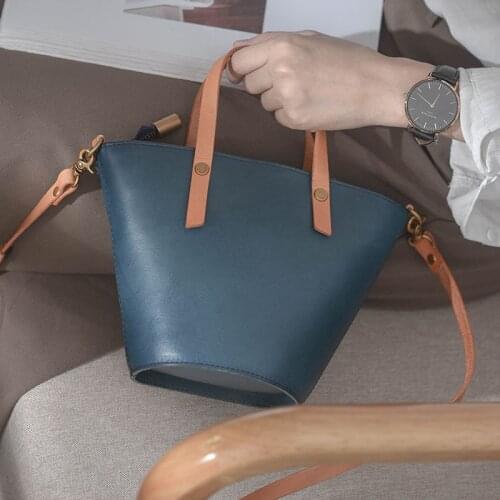 Fashion designer real leather lady cute small handbag outdoor daily weekend party cowhide contrast color shoulder messenger bag