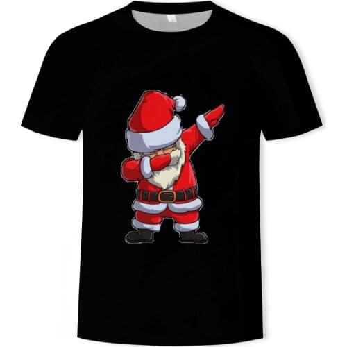 Christmas 3D printing fashion mens and womens short-sleeved T-shirt soft material outdoor casual loose mens T-shirt
