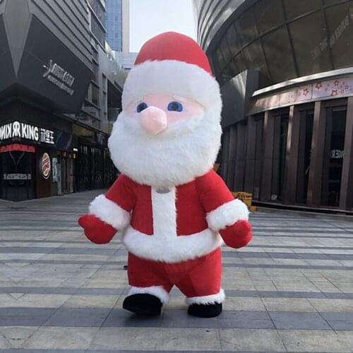 Inflatable Santa Claus Mascot Costume Cartoon Cosplay Dress Customize Carnival Costume Christmas Inflatable Costume For Adult
