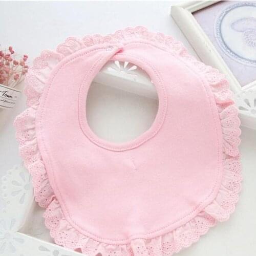Baby Bib Triangle Double Cotton Bib Cute Baby Double Lace Buckle Bibs Saliva Towel Rice Pocket Infant Princess Bibs
