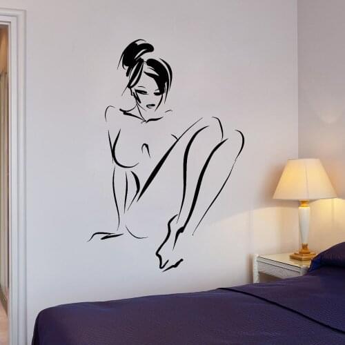 Naked Woman Sketch Wall Stickers for Bedroom Adult Decorating Mural Vinyl Wall Decal Sexy Girls Art Decals Waterproof 5042