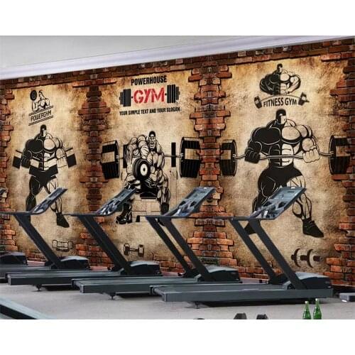 Beibehang Custom wallpaper 3d nostalgic brick wall retro sports fitness club weightlifting background wall murals 3d wallpaper