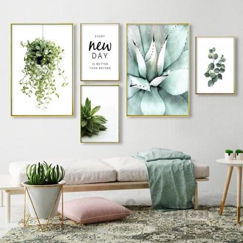 Green Plant Eucalyptus Poster Print Succulent Wall Art Canvas Painting Nordic Positive Picture For Living Room Modern Home Decor