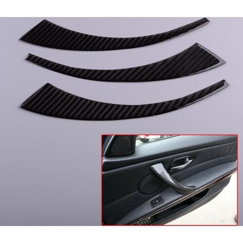 3Pcs/Set Carbon Fiber Front Door Armrest Front Cover Trim Fit For BMW 3 Series E90 E92 2005 2006 2007 2008 2009 2010 2011 2012
