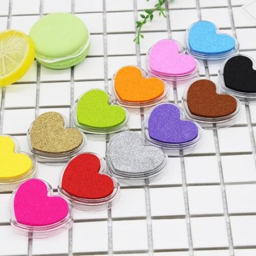Heart Shape Non Toxic Baby Safe DIY Craft Gift Scrapbooking Inkpad Candy Colors Ink Pad Oil Based Craft Finger Print Craft
