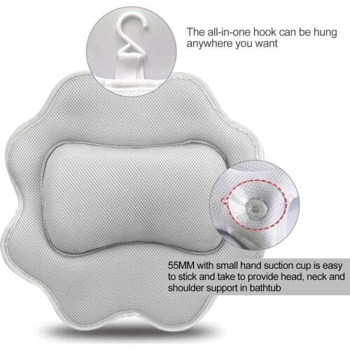 SPA Bath Pillow Non-Slip Bathtub Headrest Soft Waterproof Bath Pillows With Suction Cups Easy To Clean Bathroom Accessories