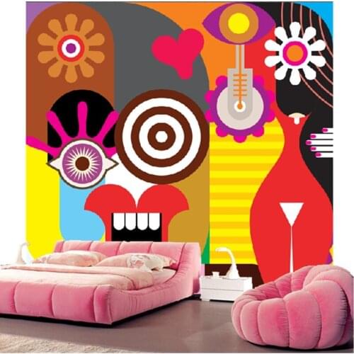 Custom papel de parede infantil, two women abstract cartoon for childrens room living room TV backdrop waterproof wallpaper