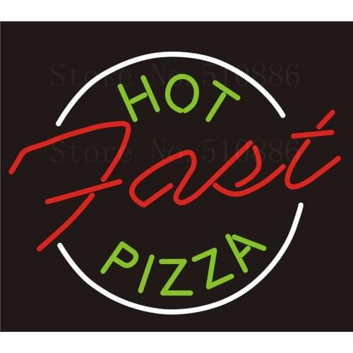 Custom Signage NEON SIGNS Hot Pizza Fast Real GLASS Tube BAR PUB Signboard Display Decorate Store Shop Light Sign 17*14"