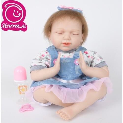 22" Lifelike Bebe Reborn Baby Doll Cloth Body Newborn Realistic Fashion Asleep Baby Doll Toy For Childrens Day Kid Gifts 55CM