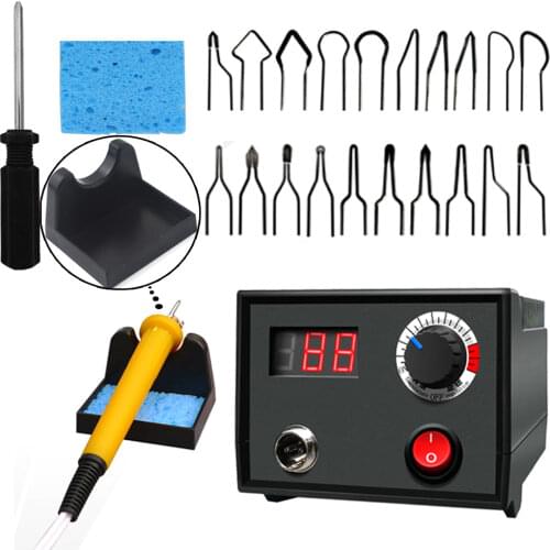 30W Adjustable Temperature Wood Burner Pyrography Pen Burning Machine Gourd Crafts Tool Set With Welding Wire 110V/220V