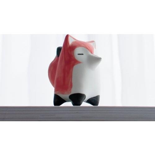 Handpainted Cute Fox Figurine Small Porcelain Animal Statue Table Ornaments Collectible Art Unique Birthday Gift For Fox Lover