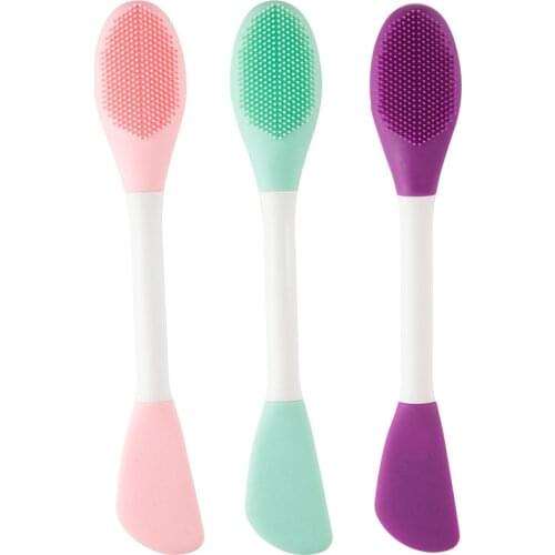 Mask Brush Face Massage Wave Brush Silicone Double-end 3 Color Mud Mask Spoon Apply Mask Tools Portable Soft Facial Brush