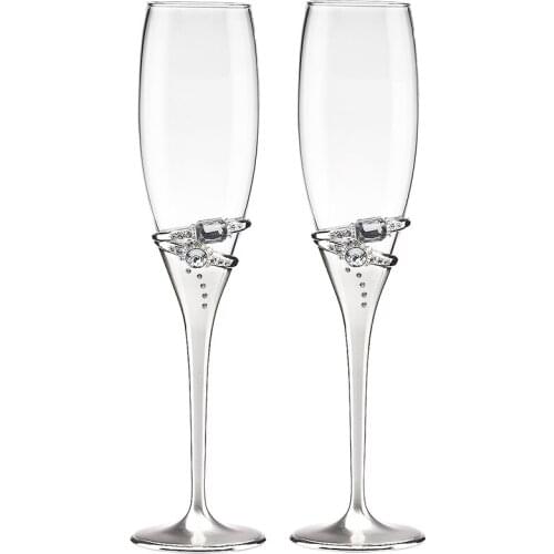 2PCS Personalized Wedding Gift For Couples Lover,Glass Double Ring Starfish Toasting Flute Set,Custom Bride Party Favor With Box