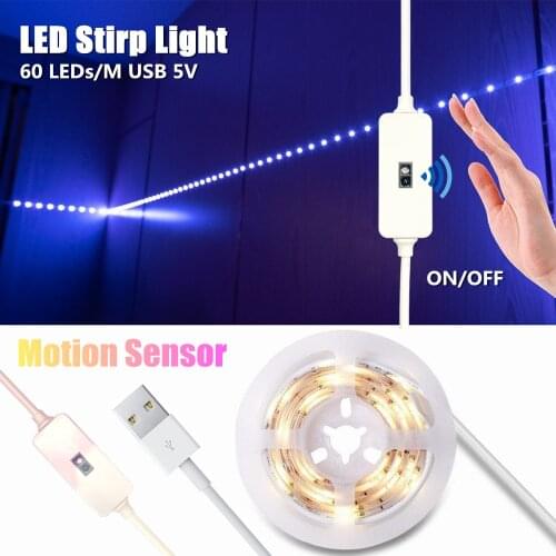 Motion Sensor LED Light Strips Decoration Home Bedroom TV DC5V Tape Night Lamp Hand Sweep Waving Control 6 Color Lighting Diode