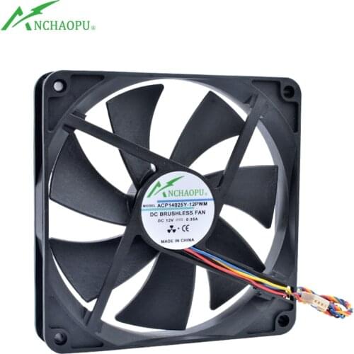 ACP14025Y-12PWM 14cm 140mm fan 140x140x25mm DC12V 0.35A 4 wires 4pin pwm speed control cooling fan for chassis CPU power supply
