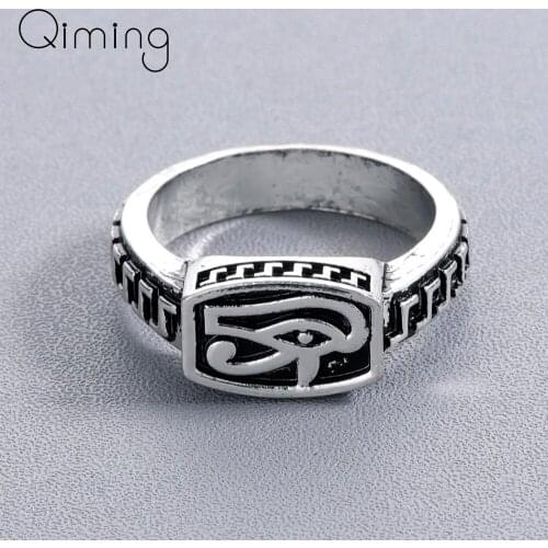 Handmade Egyptian Eye Of Horus Vintage Men Rings Women Slavic Norse Viking Jewelry Party Gift Punk Bague Anel