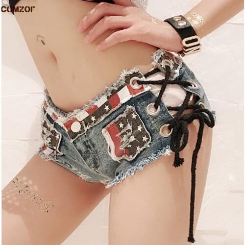 New Arrival Bandage Hole Women Denim Shorts Low Waist Sexy Summer Hot Jeans Pole Dance Shorts DJ Night Club шорты женские