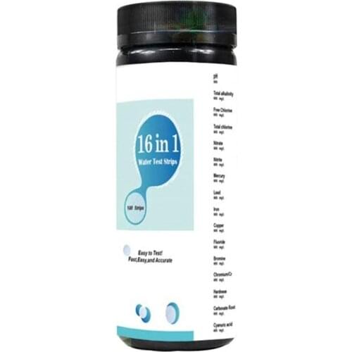 100PCS 16-In-1 Drinking Water Quality Test Strip Tap Water Quality Test Papers for Pool Water Aquarium Testing PH Level