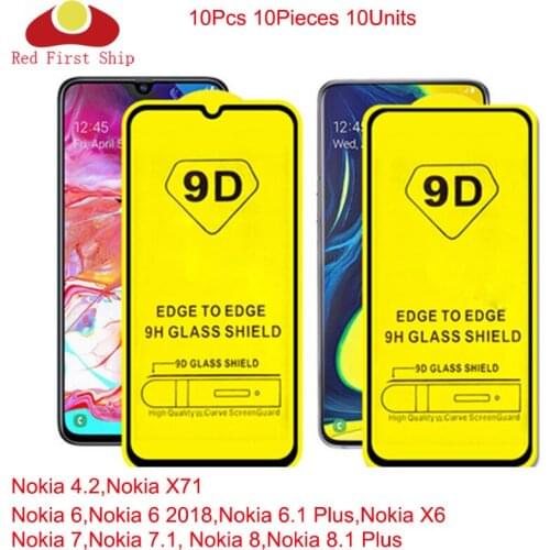 100Pcs/lot 9D Tempered Glass For Nokia 7 7.1 8 8.1 Plus Screen Protector For Nokia 4.2 X71 6 6.1 Plus full cover film Movie 9H