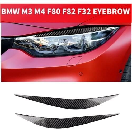 2PCS Car Styling Real Carbon Fiber Headlight Eyebrow Eyelids For BMW 4-series F32 F33 F36 M3 F80 M4 F82 F83 Cover Part 2014-2018