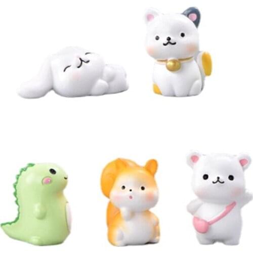 2021 Dinosaur Miniature Animals Home Decoration Accessories Rabbit Resin Figurine Lovely Fairy Garden Miniatures DIY Desk Deco