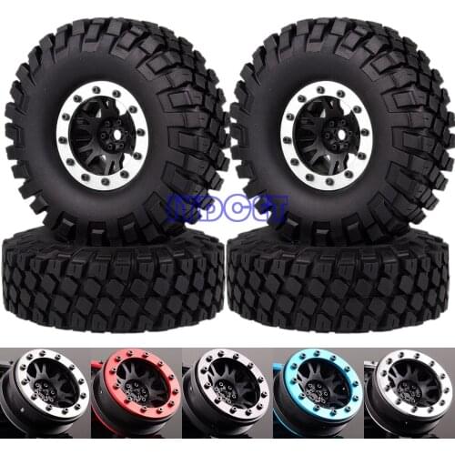 4pcs 112MM Rocks Tyre Tires 1.9" Beadlock Wheel Rims For RC 1/10 Crawler SCX10 TRX-4 Tamiya CC01 MST jimny TF2 D90 D110