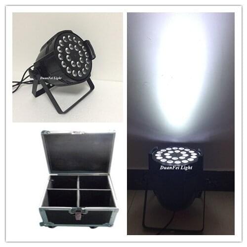 4pcs+flightcase Dmx disco light led par 24x18W 6in1 led par 64 rgbwa uv led par washing effect light
