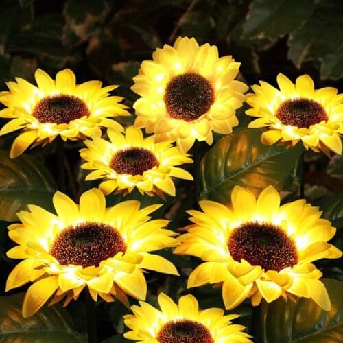 5 Packs LED Solar Sunflower Lamp Outdoor Waterproof Solar Ground Plug Lights Garden Decorative Light Solar Lawn Light Lantern