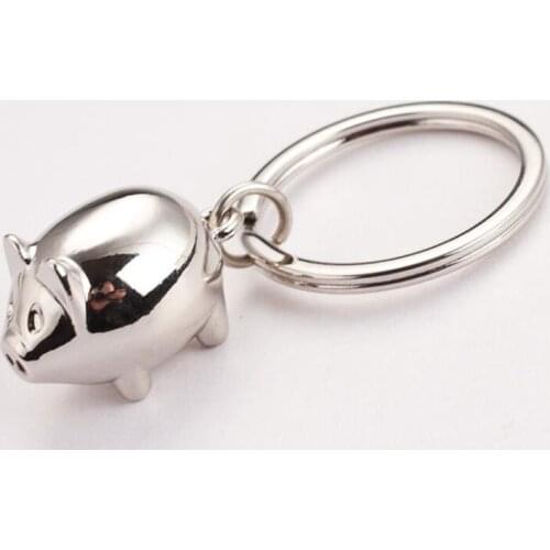 500pcs Small Pig Keychain Fashion Bag Charm Accessories Creative Alloy Car Key Holder Animal Pendant Bag Key Chain NO410