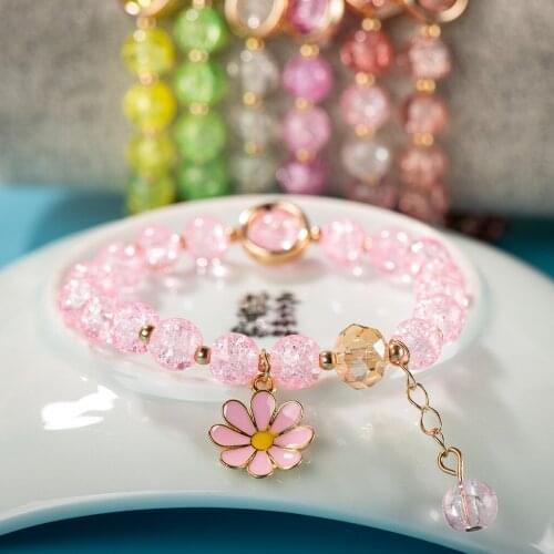 Jungle Series Alloy Small Flower Colorful Glass Beaded Bracelet For womens Fashion Jewelry Dropshipping #82588