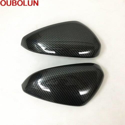 OUBOLUN For Peugeot 3008 GT 2017 2018 ABS Carbon Fiber Side Door Rear View Rearview Mirror Case Cap Cover Accessories 2pcs