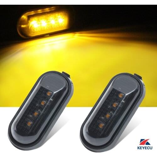 KEYECU 2X Flat Style Smoked Lens Amber Side Marker Turn Signal Fender Light 4LED Sealed for Honda 12V