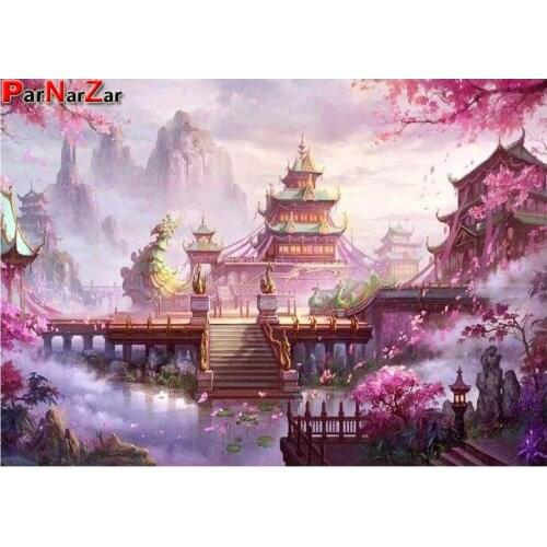 ParNarZar DIY Palace Mountain Landscape Diamond Painting 5D Natural Scenery New Arrival Room Decoration 30x40 cm