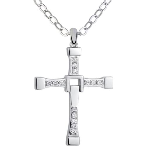 Classical Fast & Furious7 Cross pendant necklace in 925 sterling silver with small and big size for lover women and man Hot sale